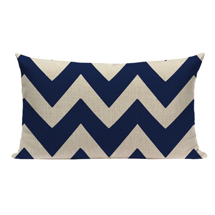 Indigo Indoor|Outdoor Pillow by 18x18 Blue Geometric Modern Contemporary Polyester Removable Cover 
