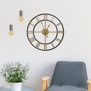 60cm in diameter Stunning Metal Roman Numeral Clock by Carousel Home Black Iron 