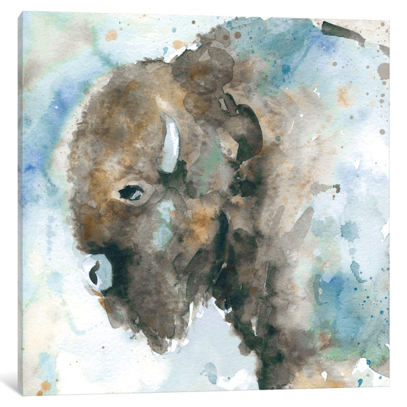 Buffalo On Blue Wrapped Canvas Painting Print Reviews Allmodern