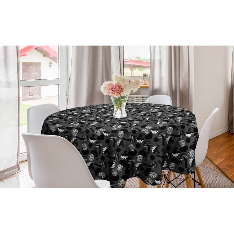 60 X 90 Ambesonne Mushroom Tablecloth Grunge Style Greyscale Pattern of Creative Toadstools Taupe Grey Grey Rectangle Satin Table Cover Accent for Dining Room and Kitchen
