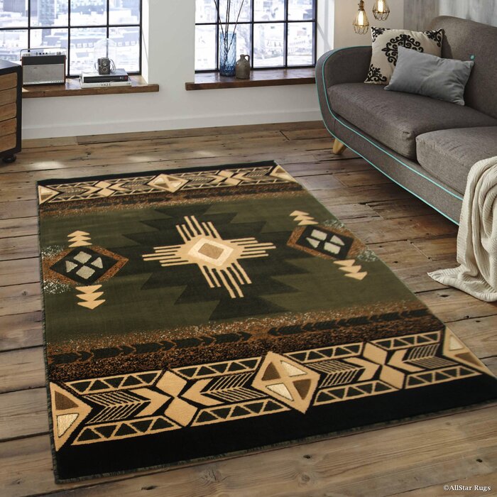 Feather Area Rug Runner Lodge Cabin Native American