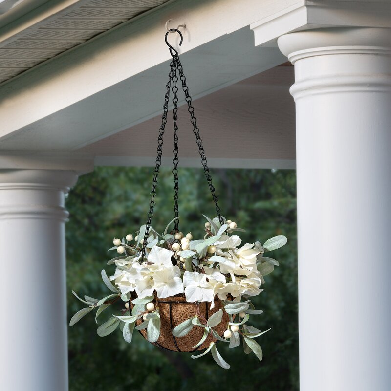 Haute Decor Pre-lit Spring Hydrangea Hanging Basket & Reviews