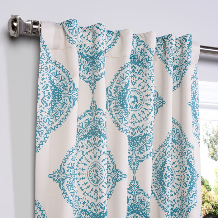 Ebern Designs Donnington Henna Damask Blackout Thermal Rod Pocket