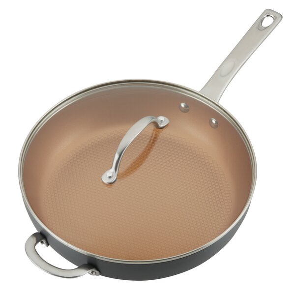 Fry Pan with Lid Ayesha Curry Home Collection Nonstick Saute Pan Brown 3 Quart Frying Pan