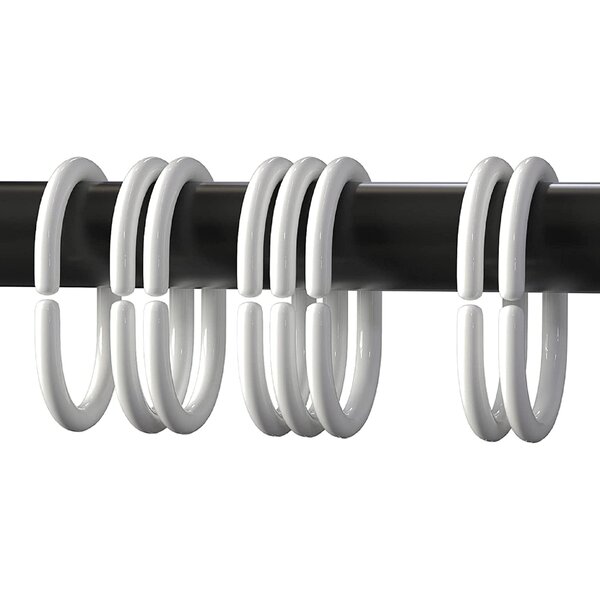 Black Shower Curtain Rings Plastic Curtain C Rings Hook Hanger Bath Drape Loop Clip Glide-24 Pack 