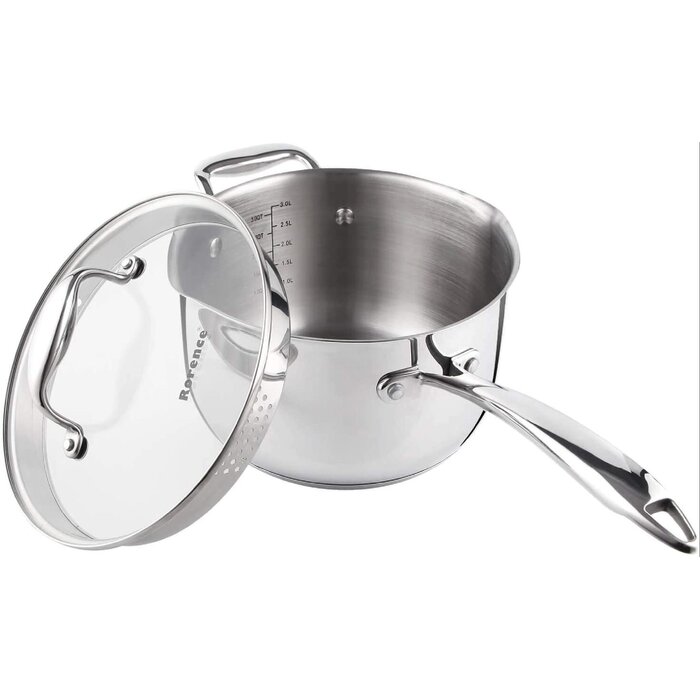 JingJiuTrade Stainless Steel Saucepan Sauce Pan With Pour Spout & Glass ...
