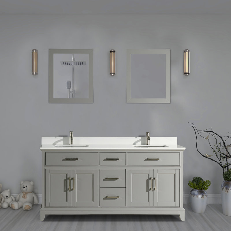 Gracie Oaks Rosemont 72 Double Bathroom Vanity Set With Mirror Reviews Wayfair