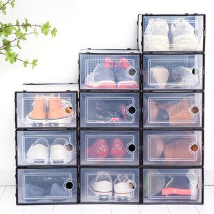 4X Magnetic Drop Side Shoe Box Stackable Shoes Sneaker Storage Container For AJ 
