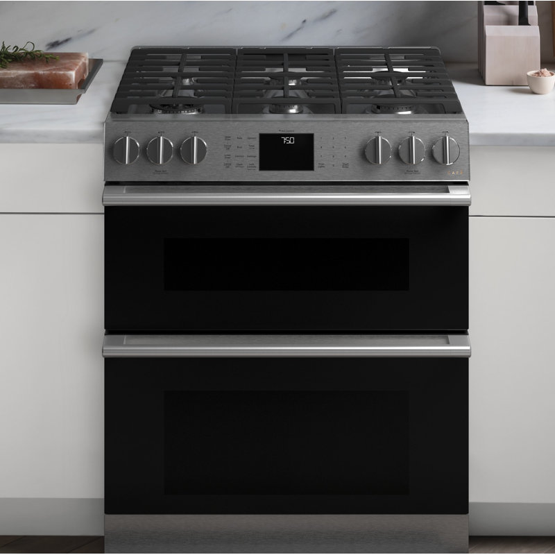 Cafe Modern Glass 2 Piece Kitchen Package With 30 Slide In Gas Range 30 Over The Range Microwave Reviews Wayfair