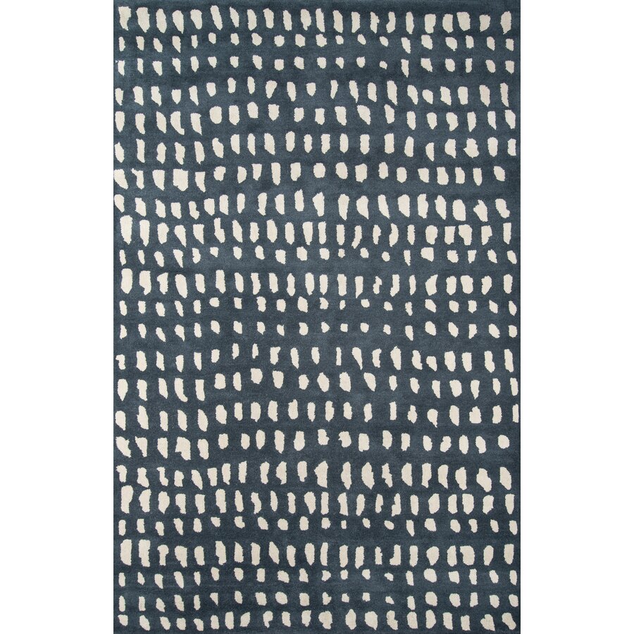 Delmar Abstract Handmade Tufted Wool Blue/Ivory Area Rug