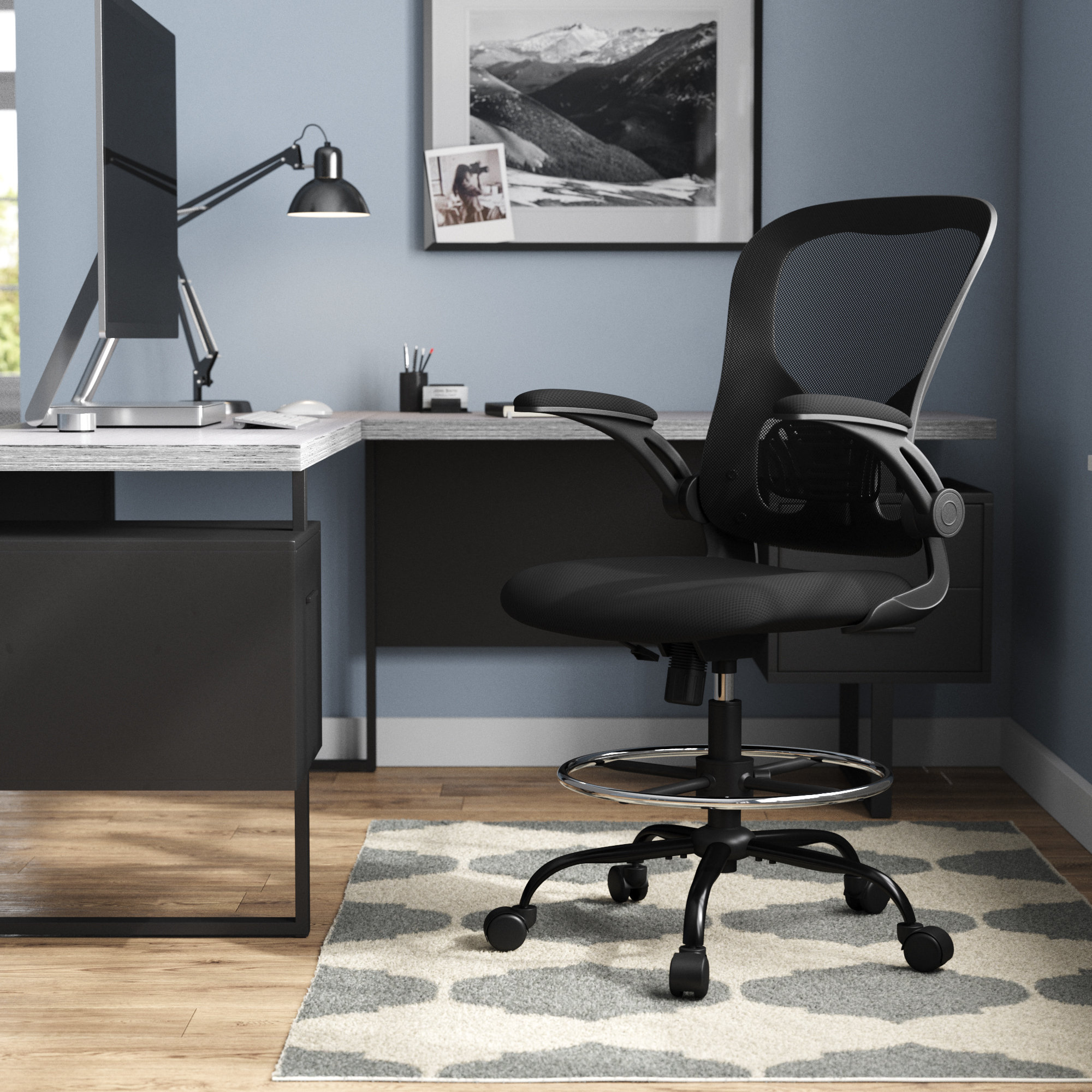 Gray Adjustable Ergonomic Mesh Swivel Computer Office Desk Task Rolling Chair Mi 