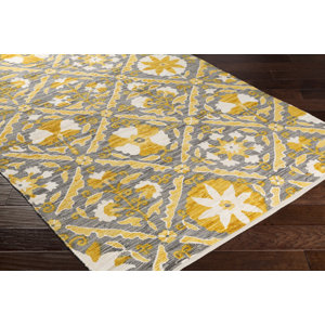 Elaine Gavin Hand Woven Cotton Yellow/Gray Area Rug