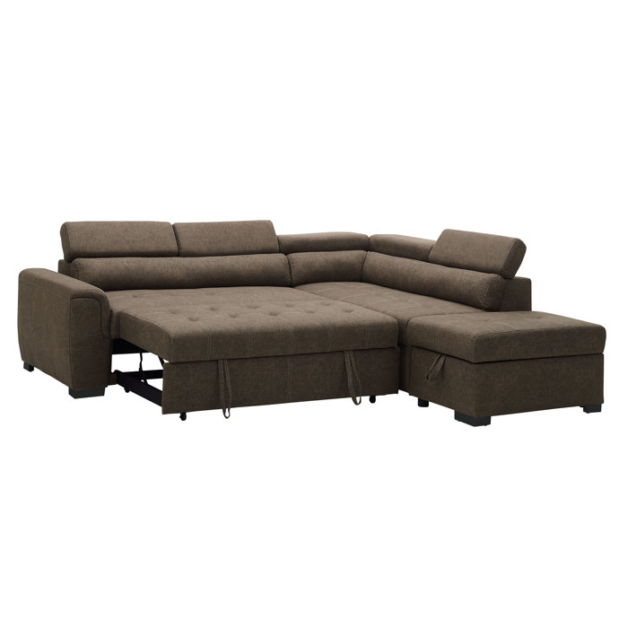 Kegan Leather Right Hand Facing Sleeper Sectional With Storage Ottoman Kegan Leather Right Hand Facing Sleeper Sectional With Storage Ottoman