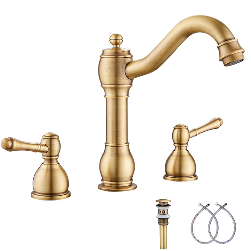 incomplet)Widespread Bathroom Faucet with Drain Assembly Finish: Antique Brass