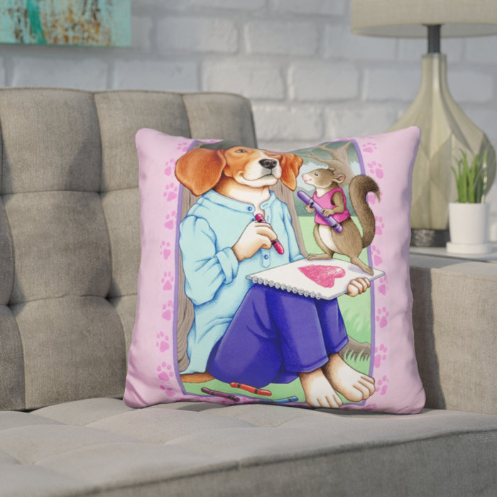 Wrought Studio Coria Beagle Artist Throw Pillow Wayfair