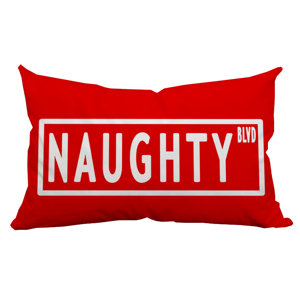 Holiday Treasures Naughty Textual Indoor/Outdoor Lumbar Pillow