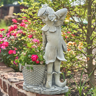 Fairy Faux Carved Wood Look Figurine 4.5" High Resin New Pose A