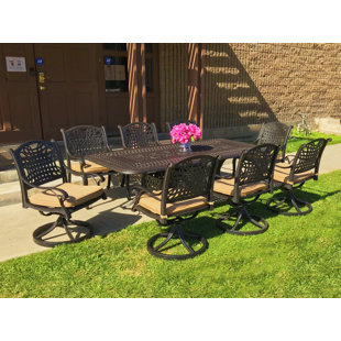 Go to store & view more images Campion 9 Piece Sunbrella Dining Set with Cushions by Fleur De Lis Living