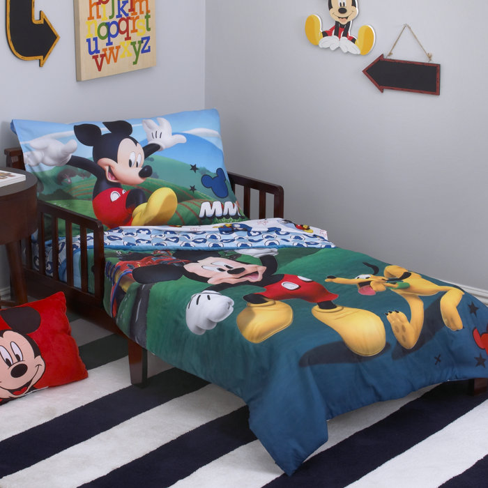 Bedding 4 Piece Kids Girls Purple Pink Minnie Mouse Toddler Bed