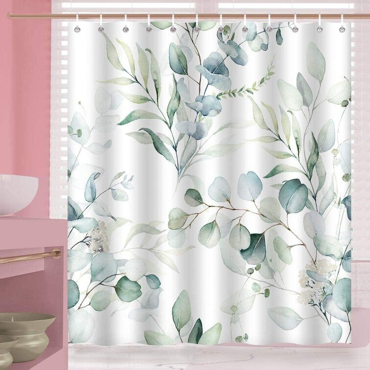 Blue Tropical Palm Leaf Leaves Fabric Shower Curtain 72/"x72/" 100/% Polyester