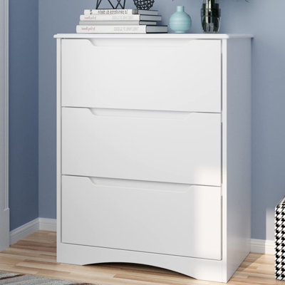Michiaki 3 Drawer 23.6'' W Modern Dresser with Recessed Handles and Metal Glides