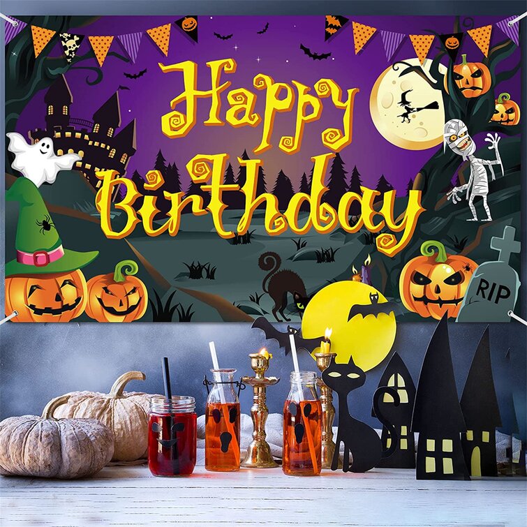 Photography Background Cartoon Halloween Night Theme Party Backdrops Decoration Wall Sticker Poster Studio Photography Background Props Birthday Backgrounds Banner Large Photo Background Wall