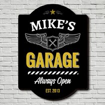 Large GARAGE SIGN  Polished Cast Aluminium garage man cave shed sign 