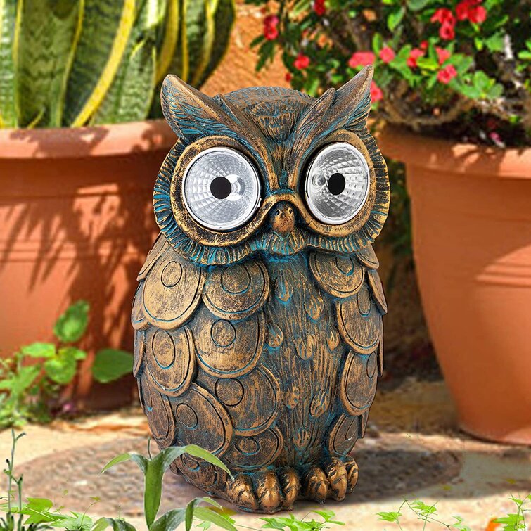 Resin Garden Statue Figures Owl Decorations Outdoor Patio Lawn Yard Decor Gift