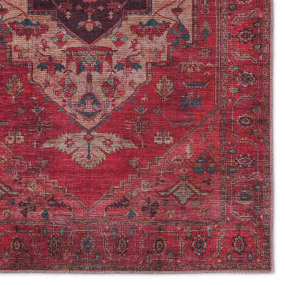 Beesley Machine Washable Red/Brown Rug 7*10