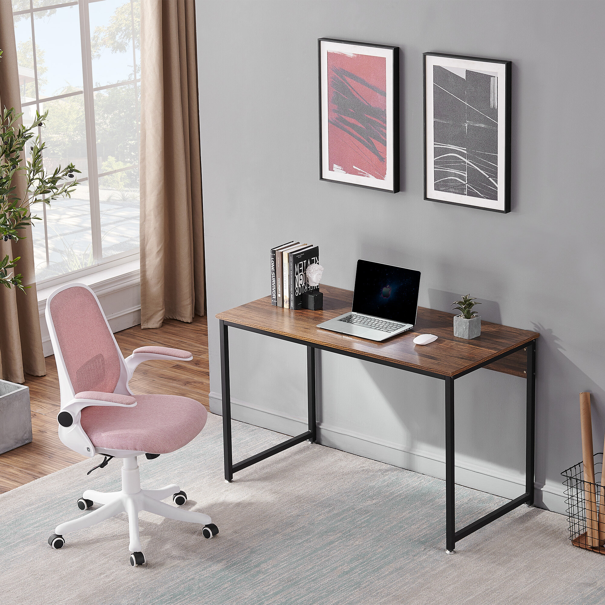 pink desk and chair set