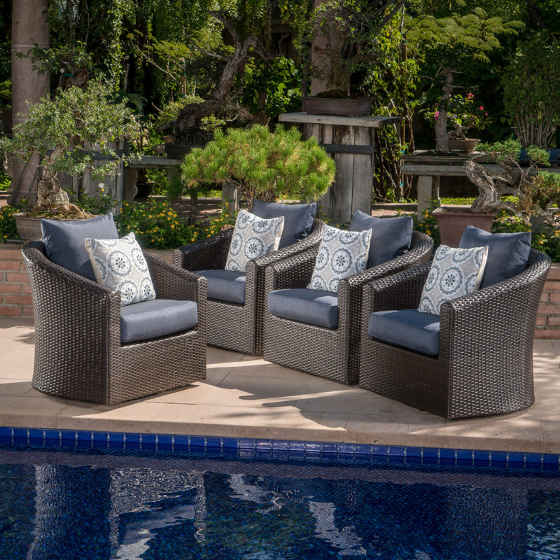 Red Barrel Studio Dierdre Modern Outdoor Swivel Patio Chair With Cushions Reviews Wayfair