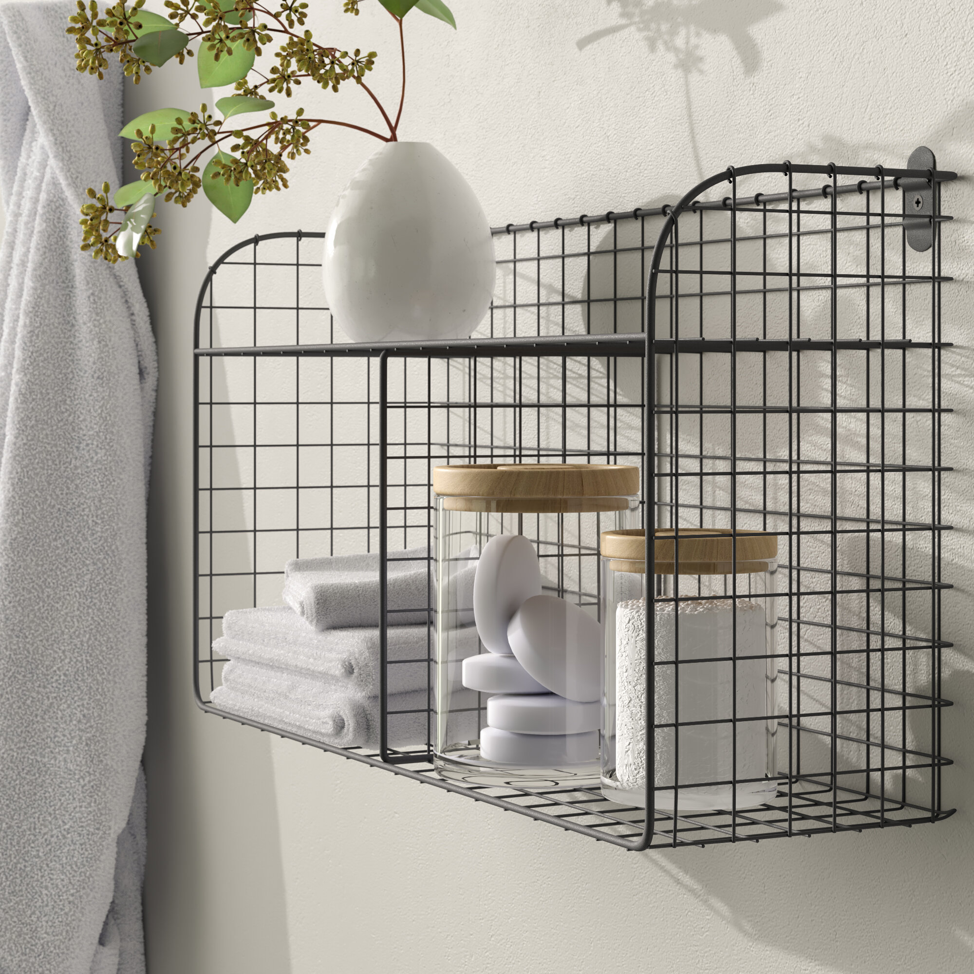 Wall Rack Storage Hanging Basket Holder Organizer Home Display Durable Good New 