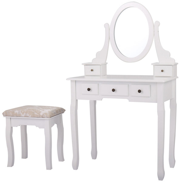 House of Hampton® Bedroom Modern White Dressing Table Oval ...