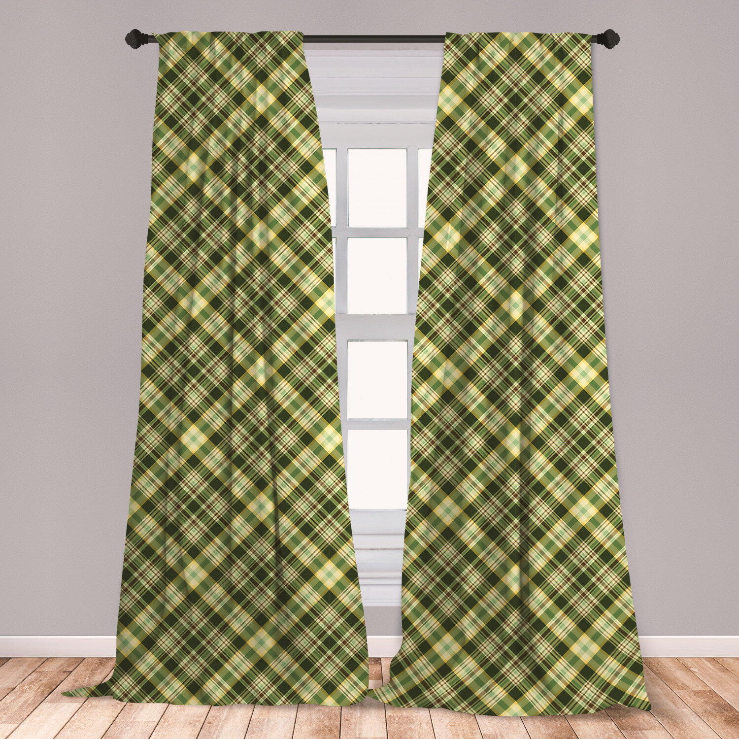 East Urban Home Ambesonne Green And Brown Curtains