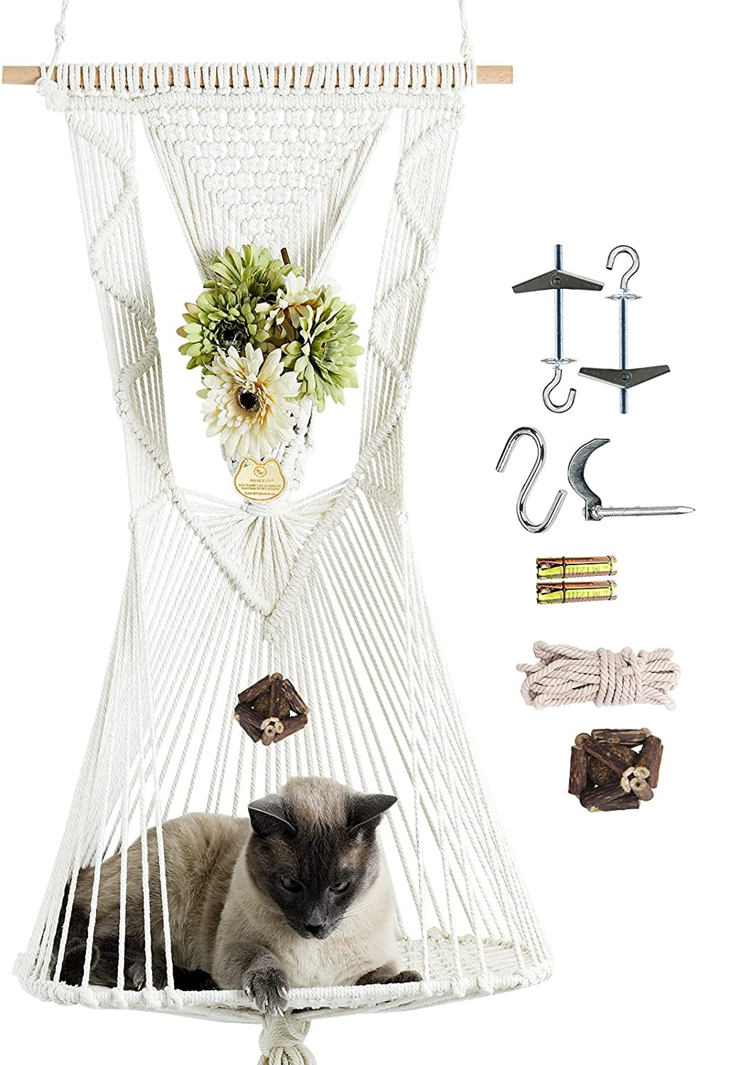 macrame hanging cat bed