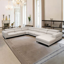 beige genuine leather sectional