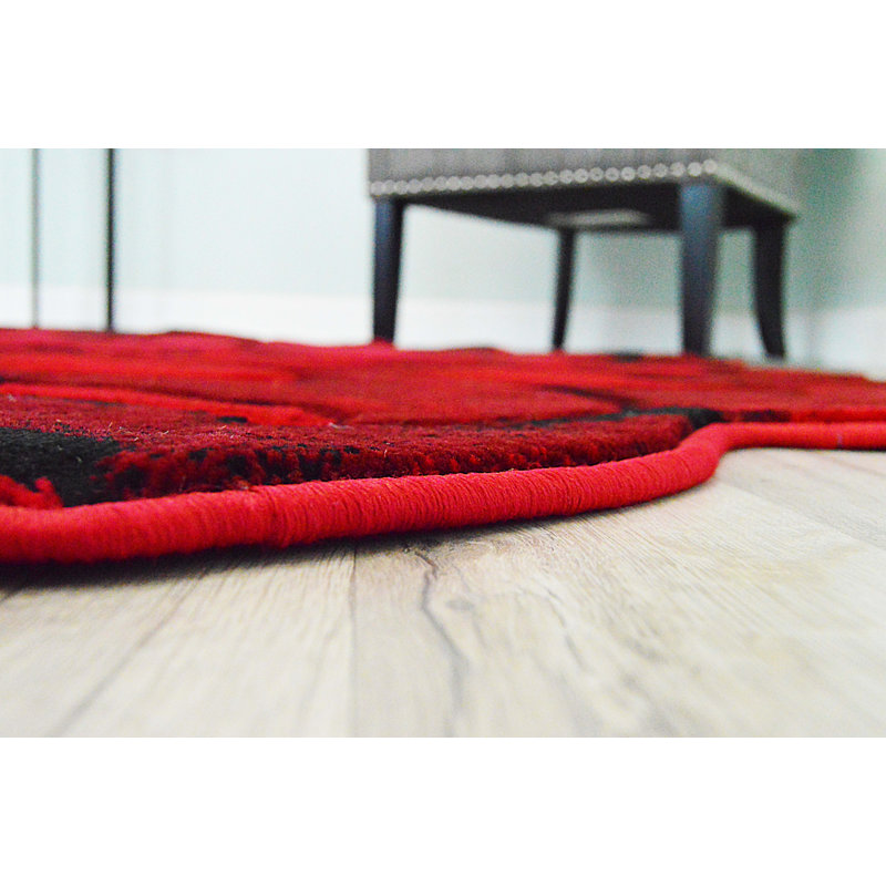 Winston Porter Vesta Flowers 3d Effect Rose Botanical Red Area Rug