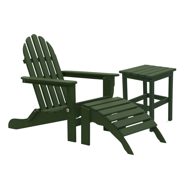 August Grove Beartree Plastic Resin Folding Adirondack Chair With Table And Ottoman Wayfair