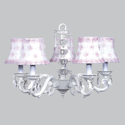Turret 5 Light Shaded Chandelier Jubilee Collection Finish White Turret 5 Light Shaded Chandelier