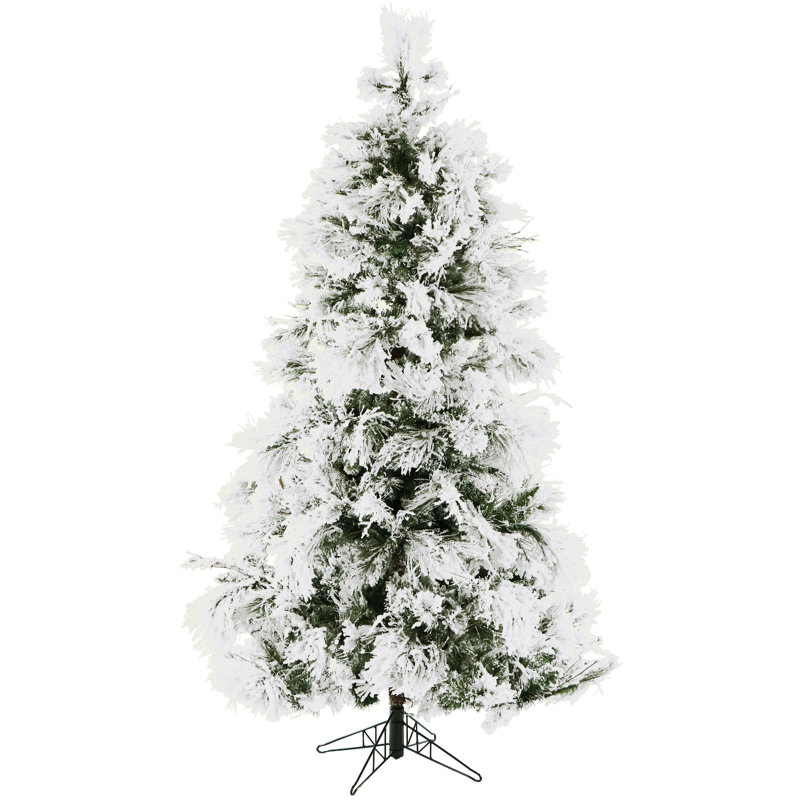Snowy Pine 65 White Aritificial Christmas Tree With Stand And Flocked Branches Snowy Pine 65 White Aritificial Christmas Tree With Stand And Flocked Branches