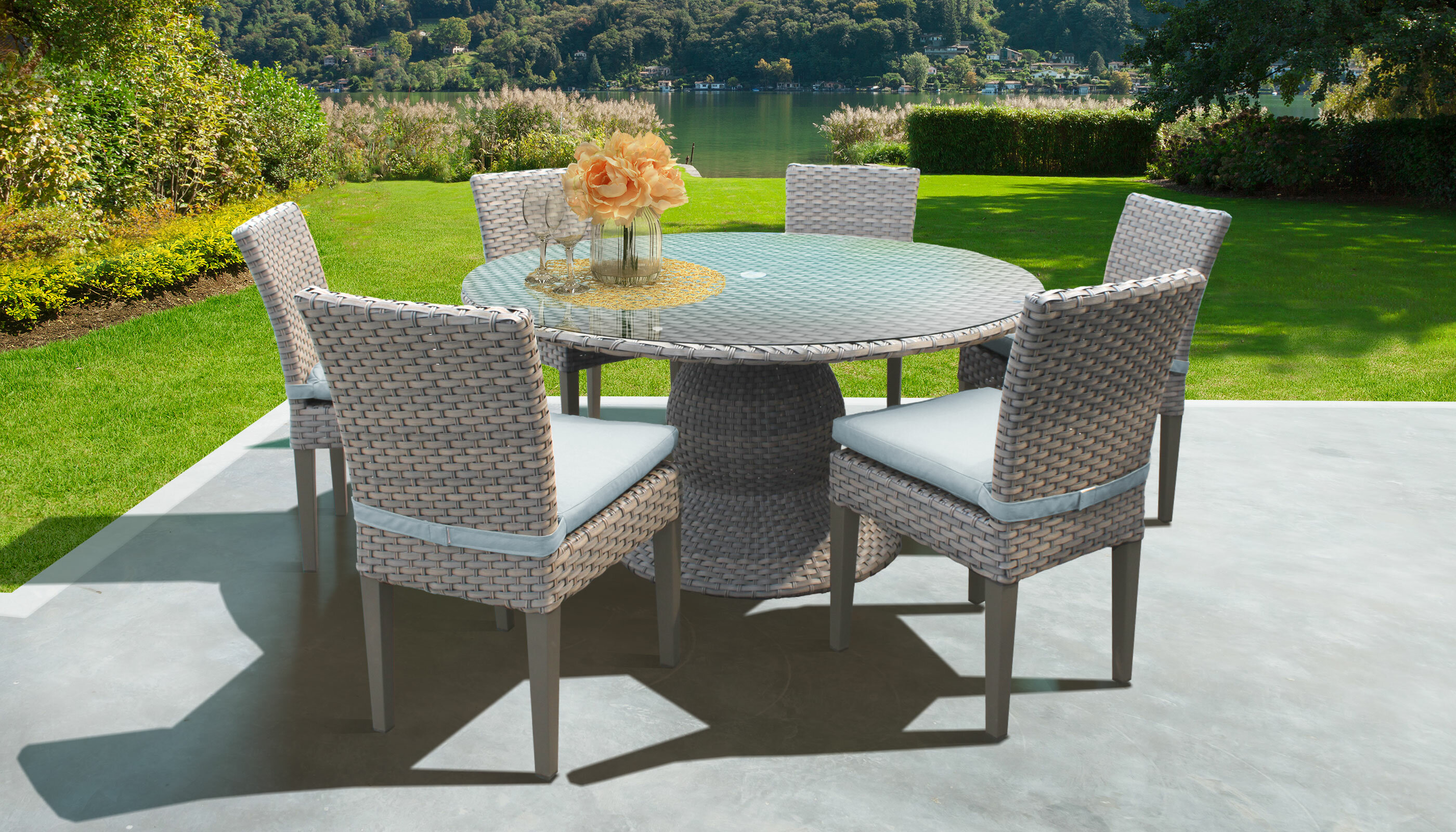 meeks 7 piece dining set with cushions