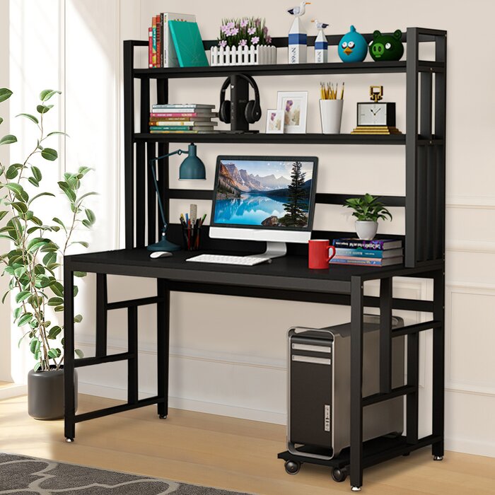 Inbox Zero Simpleness Home Bookcase Combination Gaming Desk | Wayfair