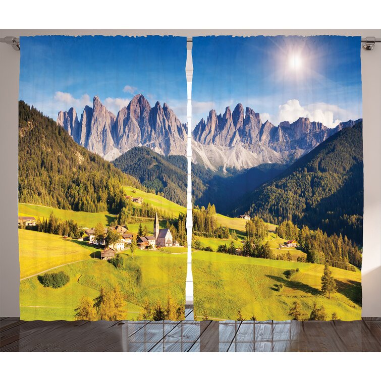 Curtain Alps Wellmira Custom Made Window Printed 3D Mountains Motif Nature 