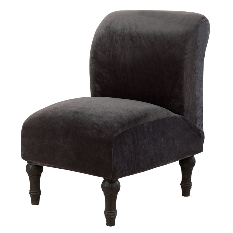 Armless Velvet Chair Slipcover, Removable And Washable Slipper Chair Slipcovers Upholstery Color: Dark Gray