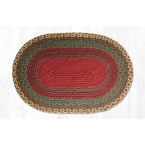 Burgundy/Green/Sunflower Braided Area Rug