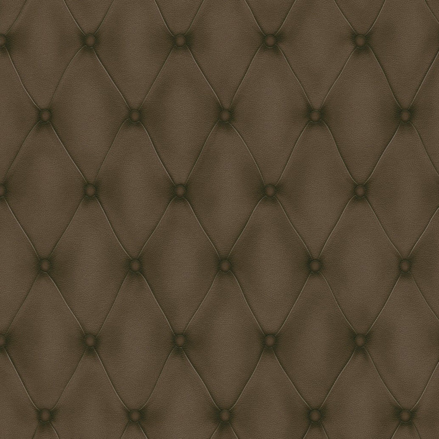 Wallpaper Designer White on Cream Faux Tufted Fabric Look