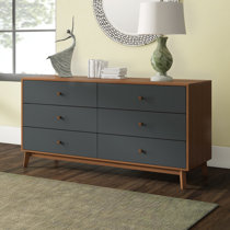 modern walnut 6 drawer dresser