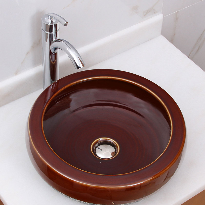 Elimaxs Elite Ceramic Circular Vessel Bathroom Sink Wayfair