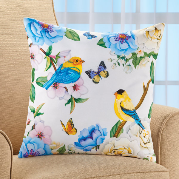 Bird Embroidered Pillow Wayfair
