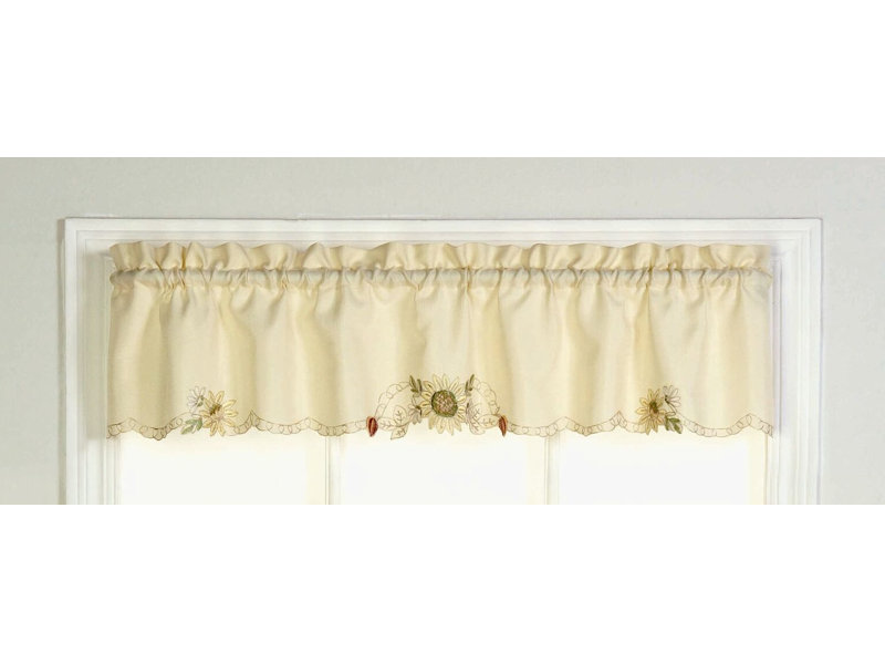 August Grove Cripe Embroidered Sunflower Tailored Kitchen 60 Cripe Embroidered Sunflower Tailored